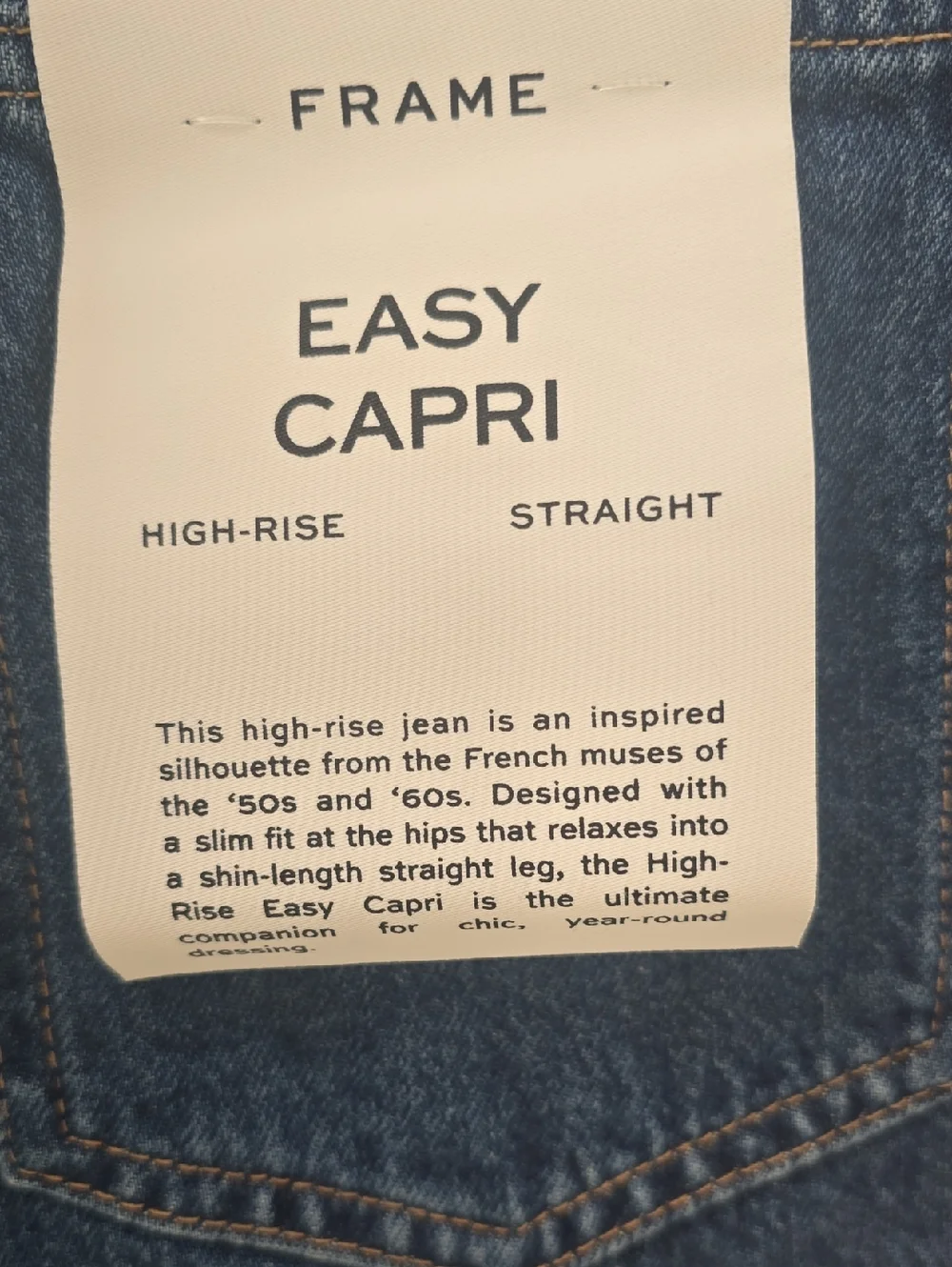 Frame Easy Capri Denim Dark Blue‎ High-Rise Wide Crop Jeans